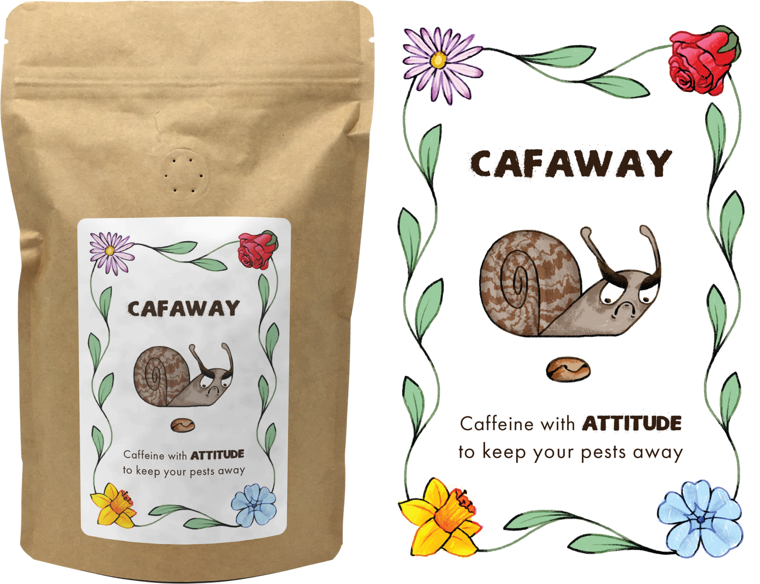 Label for 'Cafaway' : Using coffee grounds as an eco friendly pest repellent