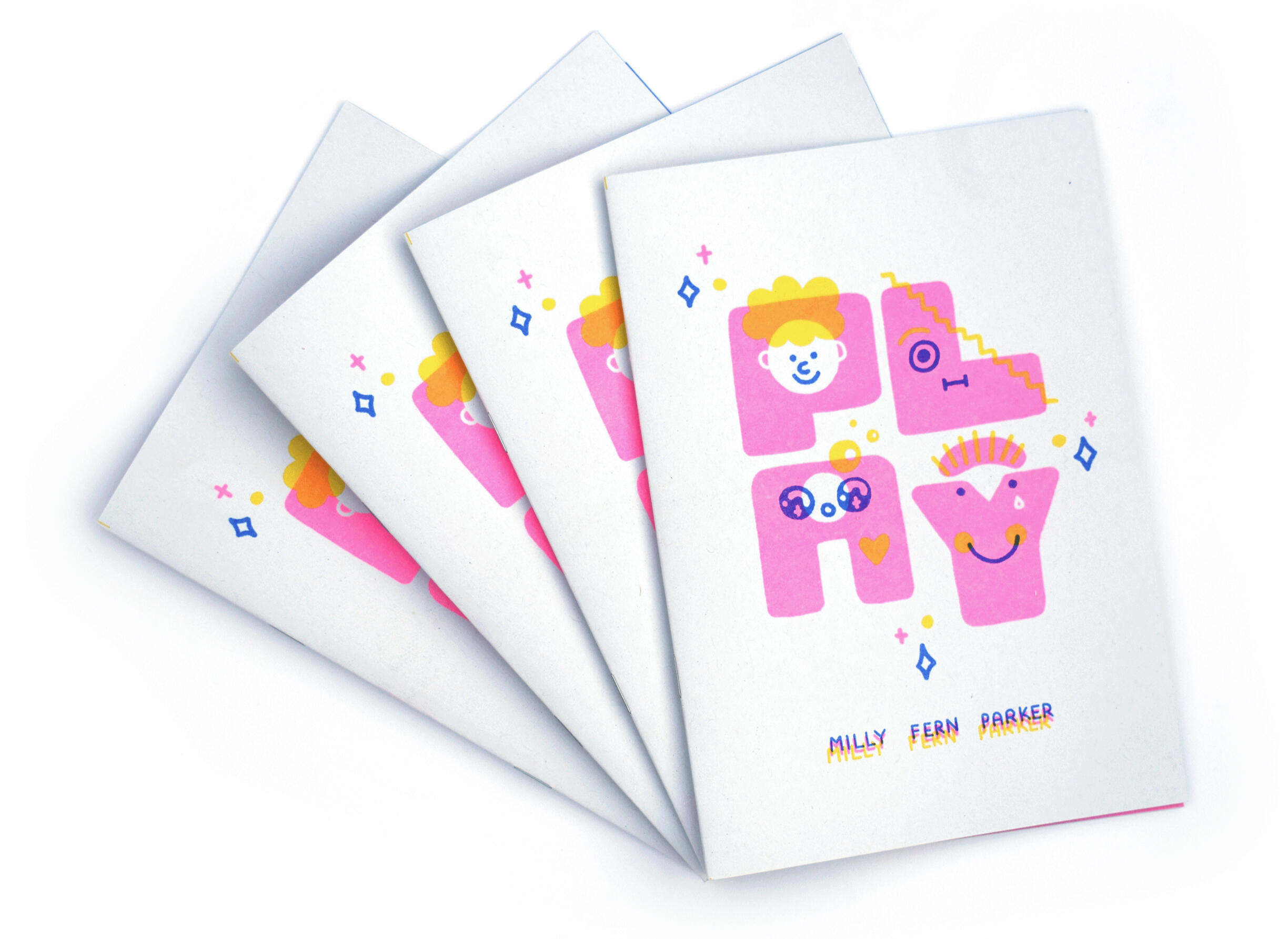 'PLAY' 3 colour Risograph Zine. 12 Pages. Click to buy via Etsy